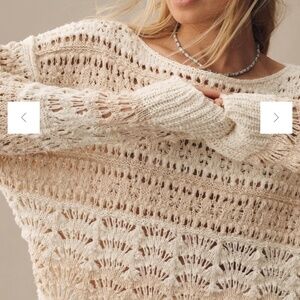 Pilcro/Anthropologie The Palmer Open-Stitch Pullover in Neutral Size M. NWT